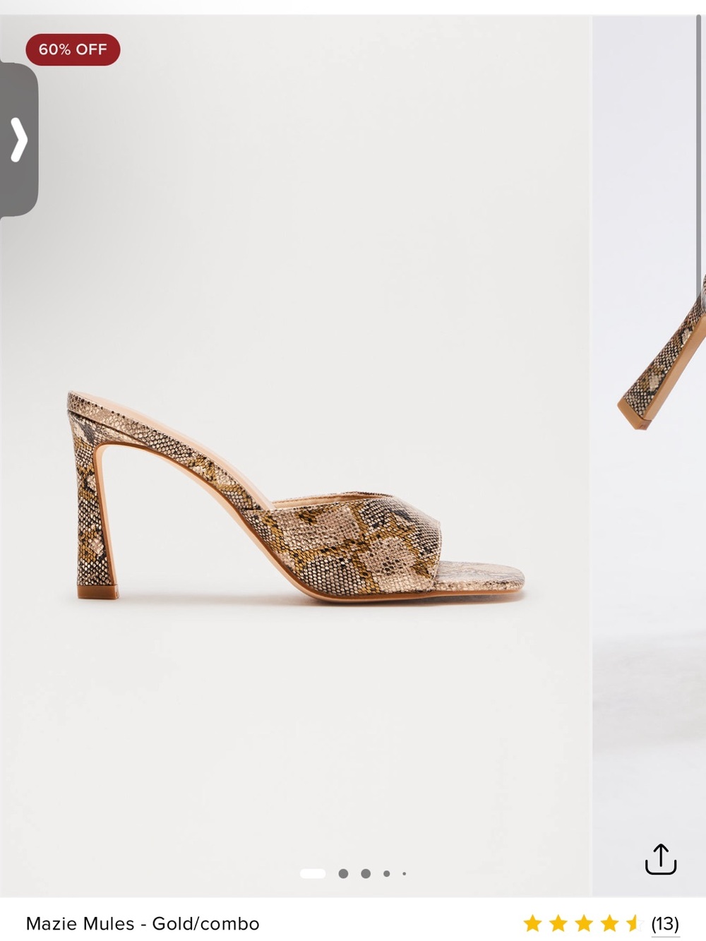 Gold Combo Snake-Print Mules